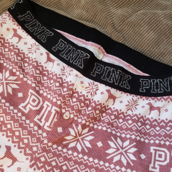 VS PINK Thermal Leggings in Pink and White - Picture 4 of 4